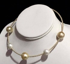 Golden South Sea Pearl 14k Gold Necklace 15.5 mm Italy Certified $2,490 820457 - £947.51 GBP