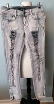 Lovesick Womens Denim Mid Rise 5 Pocket Distressed Skinny Jeans Gray Size 5 - $14.45