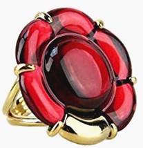 Baccarat B Flower Large Ring Red Mirror Crystal Vermeil Gold Size 6.5 (53) New - £152.60 GBP