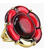 Baccarat B Flower Large Ring Red Mirror Crystal Vermeil Gold Size 6.5 (5... - £153.29 GBP
