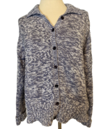 Talbots Blue and White Knit Cotton Collared Button Front Cardigan Size M - $16.93 CAD