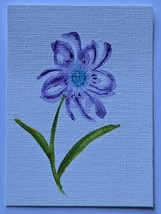 ACEO Original Art Purple and Blue Flower Watercolor Painting - $7.02 CAD