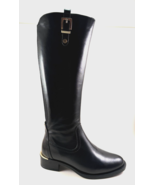 EXE Laura-2223 Black Leather Low Heel Knee High Riding Boot - $188.99