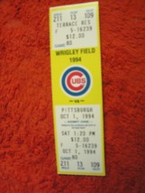 MLB 1994 Chicago Cubs Ticket Stub Vs. Pittsburgh Pirates 10/1/94 - $3.49