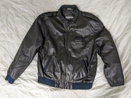 Vintage Members Only Black Leather Bomber Motorcycle Jacket Men&#39;s size 4... - $49.49