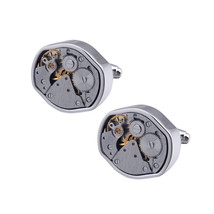 Silver Oval Mechanical Watch Cufflinks KC10006b ** Free Gift ** - £26.28 GBP