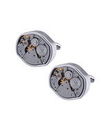 Silver Oval Mechanical Watch Cufflinks KC10006b ** Free Gift ** - $32.99