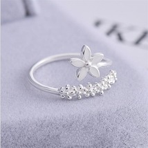 l Flower 925 Sterling Silver Not Allergic Personality Temperament Crystal Ring - £8.75 GBP
