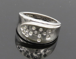 925 Sterling Silver - Vintage Genuine Diamonds Dotted Band Ring Sz 7 - RG19820 - £67.81 GBP