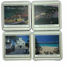 St. Martin Set of 4 Coasters Cork-Backed Island Scenes Travel Souvenir S... - £7.62 GBP