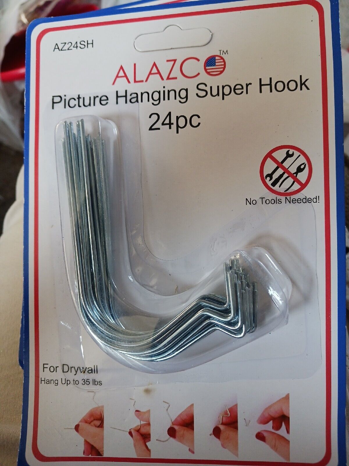 24pc Set ALAZCO Super Hooks - Hang Pictures Mirrors Clocks Wall Art (H) - $4.95
