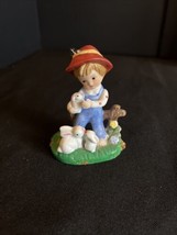 Vintage Genuine Porcelain Enesco 1979  “Boy With Bunnies” Figurine Porce... - £13.40 GBP