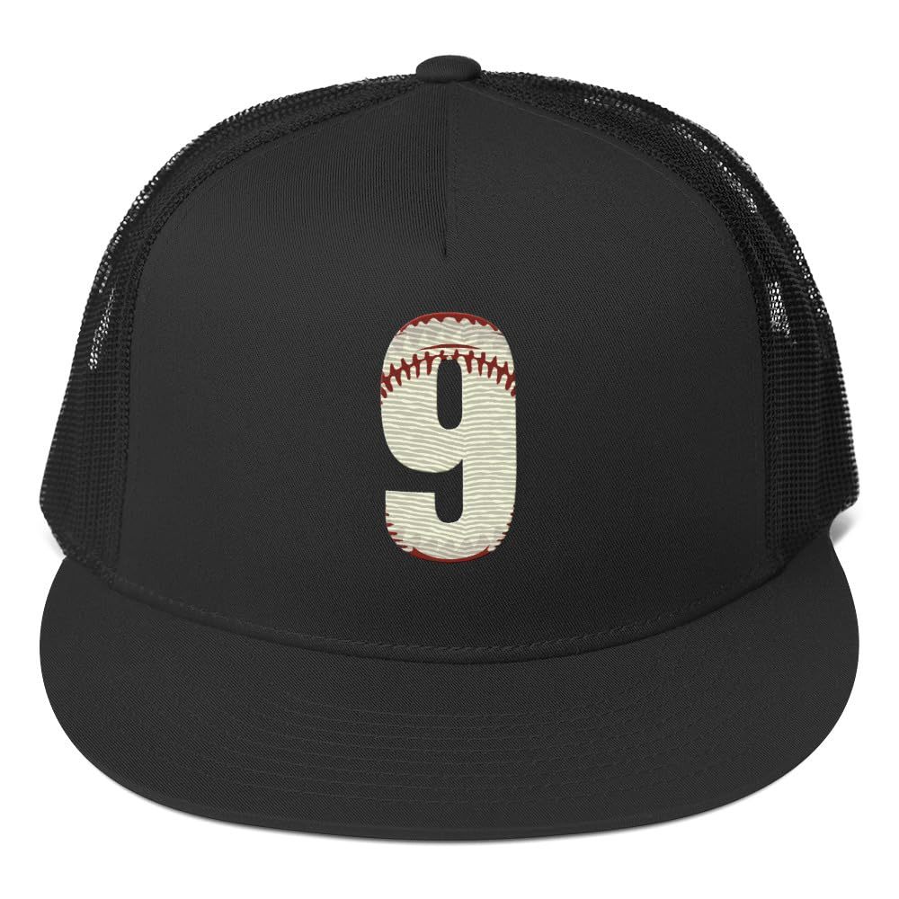 Number 9 Varsity Font Embroidered Trucker Hats Adjustable Hat Women Baseball Cap