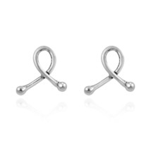 Twisted Loops of Awareness Ribbon Sterling Silver Post Stud Earrings - £6.82 GBP