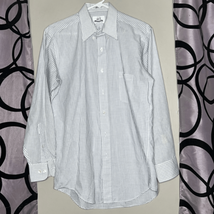 417 by Van Heusen blue-and-white checked long sleeve button-down shirt - £9.20 GBP