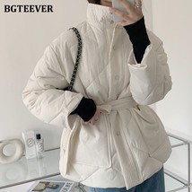 BGTEEVER Winter Thick Cotton Padded Coats Women Single-breasted Zippers Lace-up  - £72.41 GBP