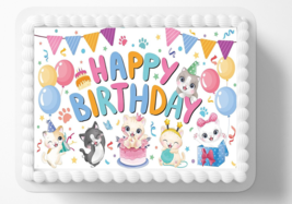 Kittens Kitties Edible Image Birthday Cake Topper Easy to Apply Sticker ... - $280.27 MXN+