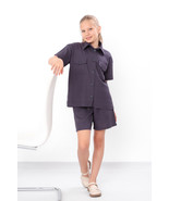 Teen Girls’ Linen Viscose Set – Short Sleeve Shirt with Buttons &amp; Comfy ... - $1,165.38 MXN+