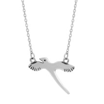Soaring Bird Outstretched Wings Sterling Silver Pendant Necklace - £13.09 GBP