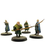 Games Workshop Wood Elf Warriors 4 Painted Miniature Lorien Spearmen Monk - £43.45 GBP