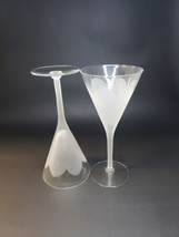 Set of 2 Frosted White Tulip Flower Clear Wine Glasses - £15.68 GBP