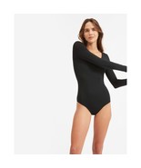 Everlane Womens The Long-Sleeve V-Neck Bodysuit Bikini Black XS - £19.01 GBP