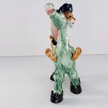 Vintage Man Riding Green Donkey Figurine Salt Pepper Shaker Holder - £23.42 GBP