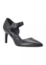 NEW CALVIN KLEIN BLACK  LEATHER MARY JANE POINTY PUMPS SIZE 8.5 M - £84.66 GBP