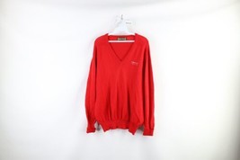 Vintage 70s Mens Medium Spell Out Edgewood Tahoe Golf Club Knit Sweater Red USA - £30.45 GBP