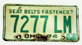 Vintage 1974 Ohio License Plate Car Tag, # 7277LM, Man Cave Decor, Green &amp; White - £12.99 GBP