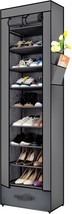 Shoes Rack 10 Tier Tall Narrow Shoe Rack With Bin Covered Shoe Shelf Sto... - £33.67 GBP