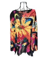 CHICO&#39;S Women&#39;s 100% Rayon Slipover Boat Neck Floral Tunic SIZE LG - 12 - £27.56 GBP