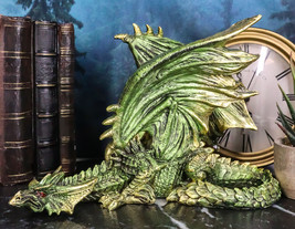 Silent Killer Fantasy Gothic Prowling Green Metallic Dragon Decorative Figurine - £27.96 GBP