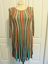 CATO est 1946 Multi-Color Fit &amp; Flare Striped Dress Med 3/4 Sleeves Under Dress - £15.94 GBP