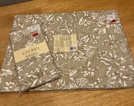 Ralph Lauren Holly Pinecones 4 Placemats &amp; 4 Napkins Christmas Gold Whit... - $69.78 CAD