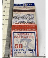 RARE Matchbook Cover Norman Rockwell’s  50 Rare Paintings On Postal Stam... - $12.38
