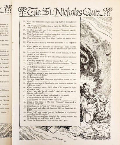 1927 St Nicholas 50 Question Quiz Lot of 2 Art Prints Ephemera Harold Sichel Item image 3