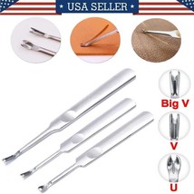 3Pc Uv Shaped Stitching Work Punch Groover Leather Craft Carving Saddle Tool Kit - £9.61 GBP