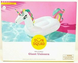 Sun Squad Giant 7 ft Inflatable Rainbow Unicorn Pool Float Toy White - £24.46 GBP