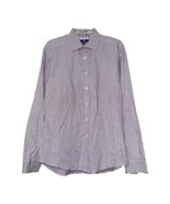 KO Egara Mens Purple Check Cotton Long Sleeve Slim Fit Button Shirt Size XL - $12.99