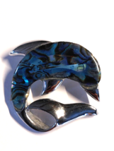 Silver Tone Jumping Dolphin Blue Abalone Sea Life Brooch Porpoise Nautic... - $25.96