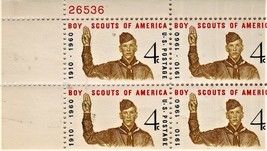 U S Stamp - 4 Cent stamps Boy Scouts of America - Plate Block of 4 Stamps   - £3.13 GBP