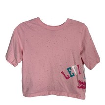 Levis Girls Tee Shirt Size Large Youth Pink Cropped Short Sleeve Paint Splatter - £13.34 GBP