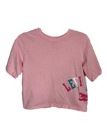 Levis Girls Tee Shirt Size Large Youth Pink Cropped Short Sleeve Paint S... - £13.00 GBP