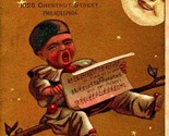 Victorian Trade Card Fleichner&#39;s Yarns Philadelphia Moon Face Crying Bab... - $24.70