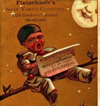 Victorian Trade Card Fleichner&#39;s Yarns Philadelphia Moon Face Crying Bab... - $24.70