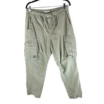 Zara Mens Cargo Pants Pull On Drawstring Cotton Beige L - $24.01