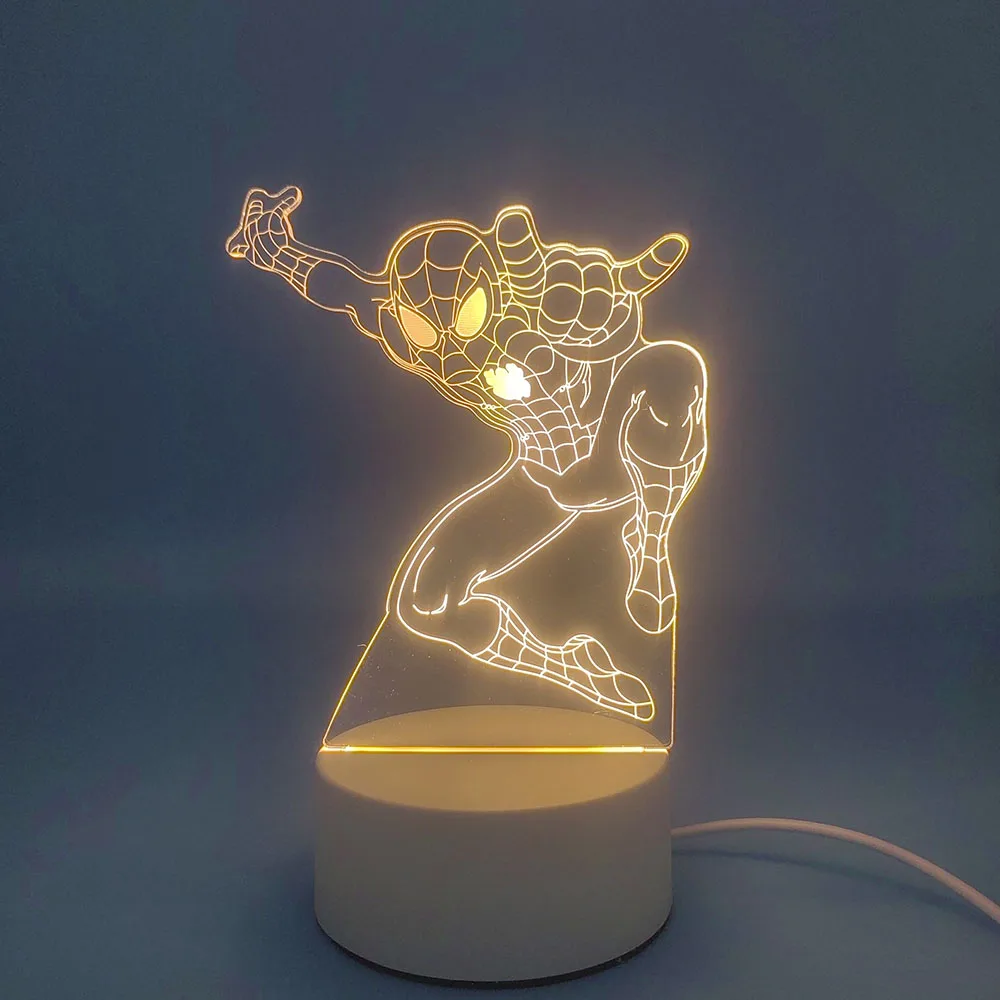 Disney 3D Night Lights Spiderman Action Figures Marvel The Avengers LED Lamp - £14.07 GBP