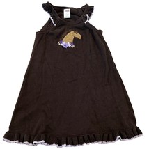 Gymboree Vintage Brown &amp; Lilac Horse Ruffle Cotton Dress 5T - £11.25 GBP