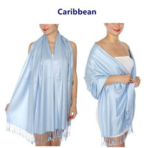 Caribbean - 2Ply Scarf 78X28 LONG Solid Silk Pashmina Cashmere Shawl Wrap - £14.15 GBP